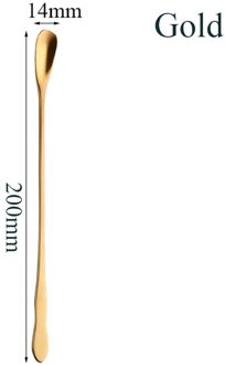 Stijl 1Pc Rvs Koffie Lepel Met Lange Steel Kleurrijke Koffie Scoops Dessert Thee Lepel Gevulde Keuken Gadget tool 200mm goud