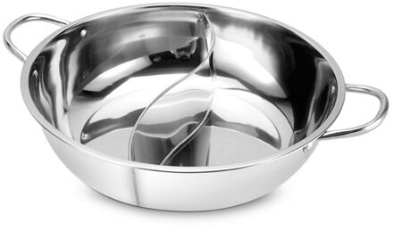 Stijl 30Cm Roestvrij Stalen Pot Shabu Shabu Keuken Koken Duurzaam Dual Site Inductie Gasfornuis Pot Kookpot