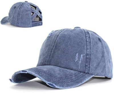 Stijl Dames Paardenstaart Baseball Cap Gewassen Gat Trucker Cap Straat Hip Hop Verstelbare Hoed Snap Back Casual Alle-wedstrijd Zonnehoed marine