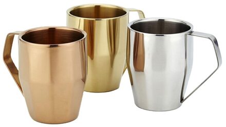 Stijl Europese Mok Cup 340Ml 304 Rvs Dubbele Koffiekopje Business Goud Zilver Water Cup Met Handvat