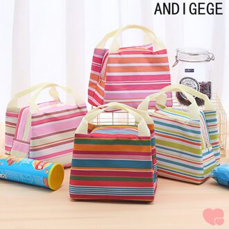 Stijl Gestreepte Picknick Tas Thermische Isolatie Waterdichte Aktetas Handtas Thermische Isolatie Zak Verse Houden Zak donker blauw