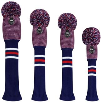 Stijl Golf Gebreide Hoofd Covers Set 4Pcs/Verpakt Voor Driver Fairway Hybrid,1 3 5 Golf Hout Met Rood/Blauw/Wit/Geel blauw Dots