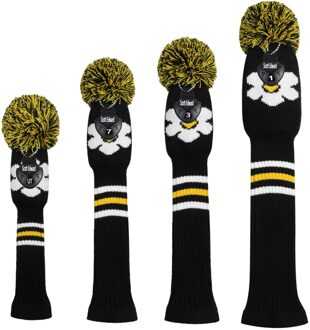 Stijl Golf Gebreide Hoofd Covers Set 4Pcs/Verpakt Voor Driver Fairway Hybrid,1 3 5 Golf Hout Met Rood/Blauw/Wit/Geel Flowers