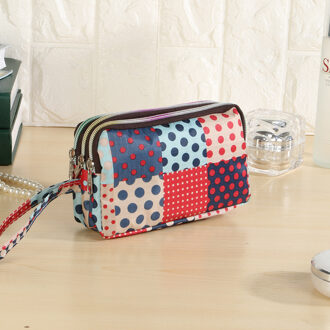 Stijl Hand Prachtige Drie Zip Portemonnee Oxford Doek Draagtas Vrouwen Portemonnee 123 Dotted PATCH