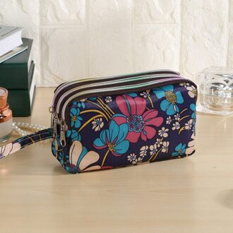 Stijl Hand Prachtige Drie Zip Portemonnee Oxford Doek Draagtas Vrouwen Portemonnee 19 blauw zon