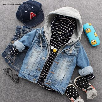Stijl Herfst Jongens Cowboy Jeans Jas Kinderen Cool Classic Hooded Uitloper Jassen Kids Casual Kleding 3T