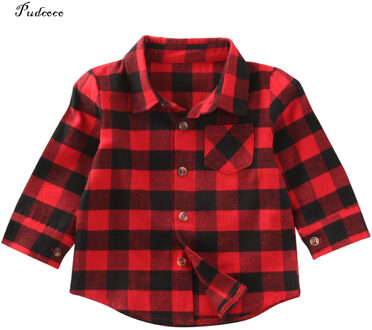 Stijl in Herfst Leuke Baby Kids Jongens Meisjes Lange Mouw Plaids Controles Tops Blouse Slijten Jassen kleding 4T