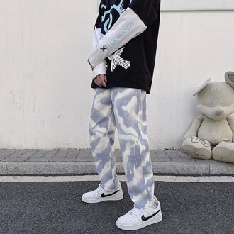 Stijl Lente En E Lente Andutumn Tie-Dye Sport Mannen Casual Hip-Hop High Street elastische Taille Trendy Wide-Leg Jeans