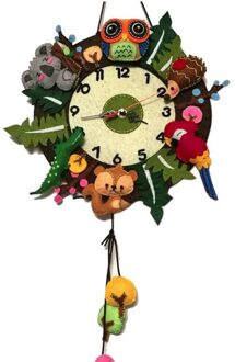 Stijl Leuke Diy Wandklok Set Gratis Snijden Voelde Materiaal Doek Dier Stijl Handgemaakte Doek Klok Thuis Opknoping Decoration