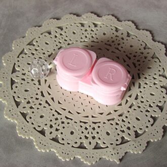 Stijl Macarons Druk Clamshell Omvatten Pincet Zuig Set Draagbare Contact Lens Box Voor Vrouwen Reizen Contactlenzen Case roze