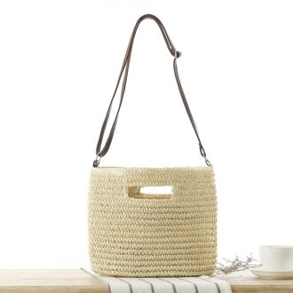 Stijl Messenger One-Schoudertassen Hand Dragen Drie-Purpose Strozak Temperament Vrouwelijke Tas Mori Zomer Geweven Zakken Beige