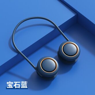 Stijl Opknoping Hals Fan Draagbare Usb Kleine Ventilator Mini Lui Hand-Held Fan blauw