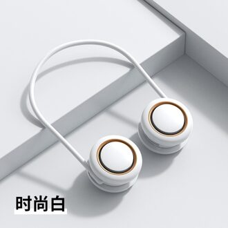 Stijl Opknoping Hals Fan Draagbare Usb Kleine Ventilator Mini Lui Hand-Held Fan wit