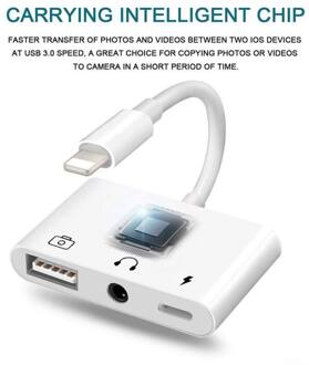 Stijl Otg Adapter Usb 3 Camera Reader Met 3.5 Mm Koptelefoon Jack Aansluiting Kits Data Sync Voor Iphone 11 x/Xr/Xs/8/7 500MA