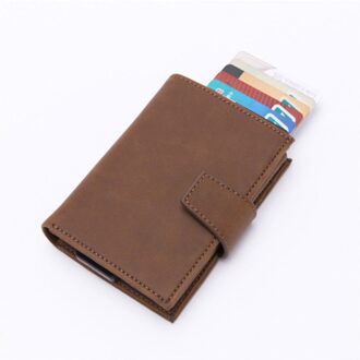 Stijl RFID Kaarthouder En Minimalistische Portemonnee Metal Mannen Vrouwen Enkele Doos Aluminium Blokkeren Houder voor Kaarten bruin