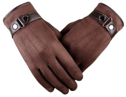 Stijl Suede Non-Fleece Touchscreen Handschoenen Voor Mannen Winter Verdikte Warmte Rijden En Rijden Leisure Katoenen Handschoenen Donkerbruin