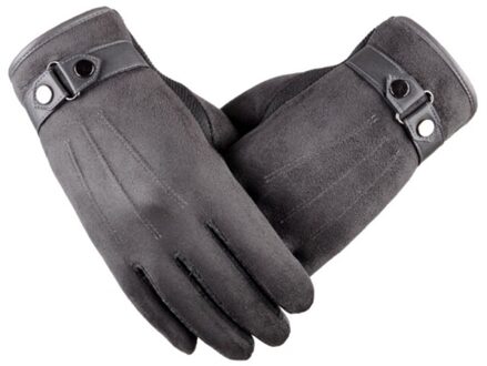 Stijl Suede Non-Fleece Touchscreen Handschoenen Voor Mannen Winter Verdikte Warmte Rijden En Rijden Leisure Katoenen Handschoenen grijs