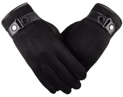 Stijl Suede Non-Fleece Touchscreen Handschoenen Voor Mannen Winter Verdikte Warmte Rijden En Rijden Leisure Katoenen Handschoenen zwart