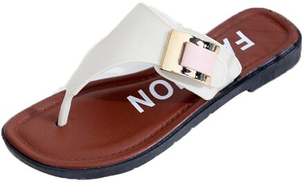 Stijl Top-Selling Casual Strand Vrouwen Indoor Outdoor Slipper Sandalen Zomer Thuis Platte Slippers Schoenen Zomer beachwear wit / 41