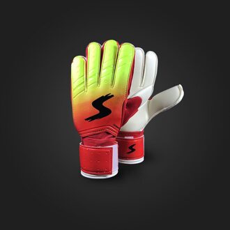 Stijl Voetbal Doelman Handschoenen Gradiënt Kleur Latex Handschoenen Met Finger Guard fluorescerende groen / 8