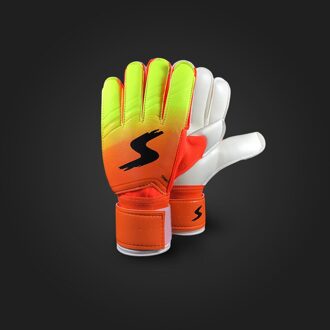 Stijl Voetbal Doelman Handschoenen Gradiënt Kleur Latex Handschoenen Met Finger Guard oranje / 8