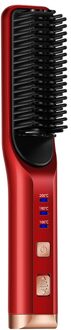 Stijltang Borstel Draadloze Usb Opladen Baard Stijltang Styler Kam Hair Iron Mch Verwarming Borstels Baard Borstel rood