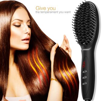 Stijltang Borstel Keramische Rechttrekken Borstel Mannen Vrouwen Straighting Kam Elektronische Borstel Baard Stijltang Kam zonder doos / EU