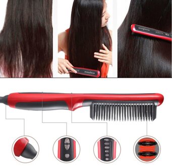 Stijltang Duurzame Elektrische Steil Haar Kam Borstel Lcd Verwarmd Keramische Haar Rechttrekken Borstel Eu/Us Plug