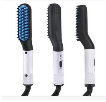 Stijltang Kam Duurzaam Rechte Elektrische Haar Kam Borstel Lcd Verwarmd Keramische Haar Rechttrekken Borstel Elektrische Borstel wit