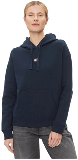 Stijlvol Blauw Hoodie met Logodetail Tommy Hilfiger , Blue , Dames - Xl,L,M,Xs