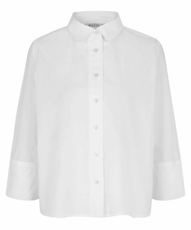 Stijlvol Overhemd met ¾ Mouwen en Knoopsluiting Masai , White , Dames - 2Xl,Xl,L