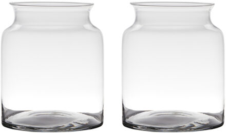 Stijlvolle bloemenvaas - Set van 2x stuks - glas - transparant - 27 x 22 cm - modern