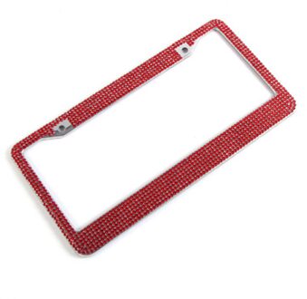 Stijlvolle Glitter Steentjes Amerikaanse Auto Voertuig Achter Nummerplaat Frame Decor Rood