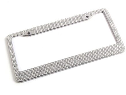 Stijlvolle Glitter Steentjes Amerikaanse Auto Voertuig Achter Nummerplaat Frame Decor wit