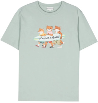 Stijlvolle Heren T-Shirts & Polos Collectie Maison Kitsuné , Green , Heren - Xl,L,M