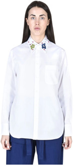 Stijlvolle katoenen overhemd met uniek polyester en glas detail Marni , White , Dames - M,Xs,2Xs