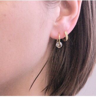 Stijlvolle oorbellen - Oostenrijks kristal Wit & Goud - One Size