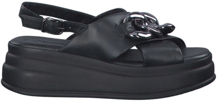Stijlvolle platte sandalen in zwart Tamaris , Black , Dames - 37 Eu,38 EU