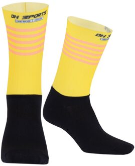 Stijlvolle Professionele Anti Slip Fietsen Sokken Mens Vrouwen Antislip Fiets Wandelen Camping Running Sport Sokken geel