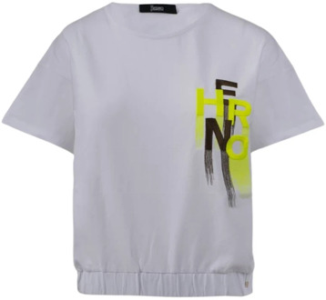 Stijlvolle T-shirt met elastische onderkant Herno , White , Dames - M,2Xs