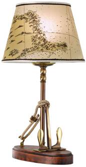 Stijlvolle tafellamp Nautica Crème, gebronsd messing, bruin