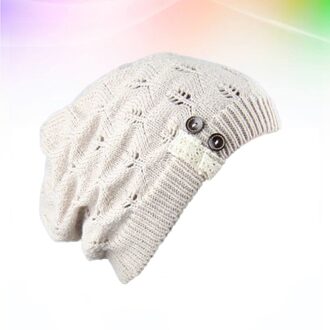 Stijlvolle Winter Hoed Eenvoudige Warmer Cap Koude Bescherming Hoed Creatieve Outdoor Gebreide Hoed Voor Lady Meisjes (Rood) Beige