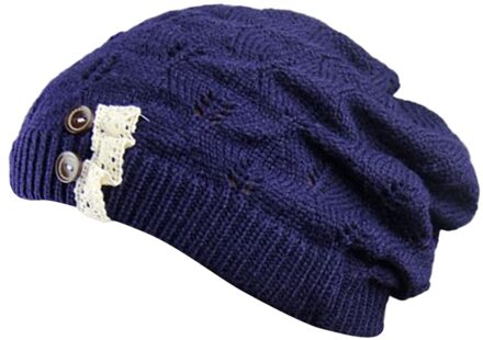 Stijlvolle Winter Hoed Eenvoudige Warmer Cap Koude Bescherming Hoed Creatieve Outdoor Gebreide Hoed Voor Lady Meisjes (Rood) blauw