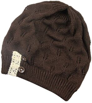 Stijlvolle Winter Hoed Eenvoudige Warmer Cap Koude Bescherming Hoed Creatieve Outdoor Gebreide Hoed Voor Lady Meisjes (Rood) koffie