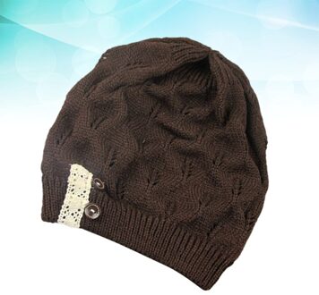 Stijlvolle Winter Hoed Eenvoudige Warmer Cap Koude Bescherming Hoed Creatieve Outdoor Gebreide Hoed Voor Lady Meisjes (Rood) koffie