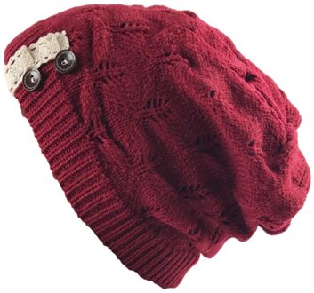 Stijlvolle Winter Hoed Eenvoudige Warmer Cap Koude Bescherming Hoed Creatieve Outdoor Gebreide Hoed Voor Lady Meisjes (Rood)