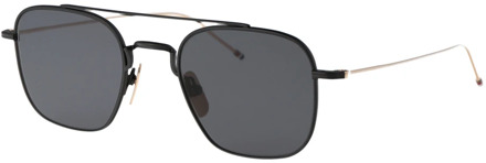 Stijlvolle zonnebril met uniek ontwerp Thom Browne , Black , Dames - 50 MM