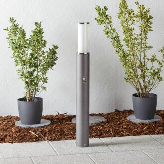 Stijlvolle zuillamp Elvio met bewegingssensor antraciet, wit, zilver