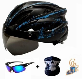 Stijlvolle Zwarte Bril Fiets Helm Ultralight Patroon Fietshelm Riding Mountain Racefiets Integraal Gegoten Fietshelmen zwart blauw
