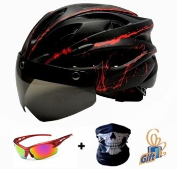 Stijlvolle Zwarte Bril Fiets Helm Ultralight Patroon Fietshelm Riding Mountain Racefiets Integraal Gegoten Fietshelmen zwart rood